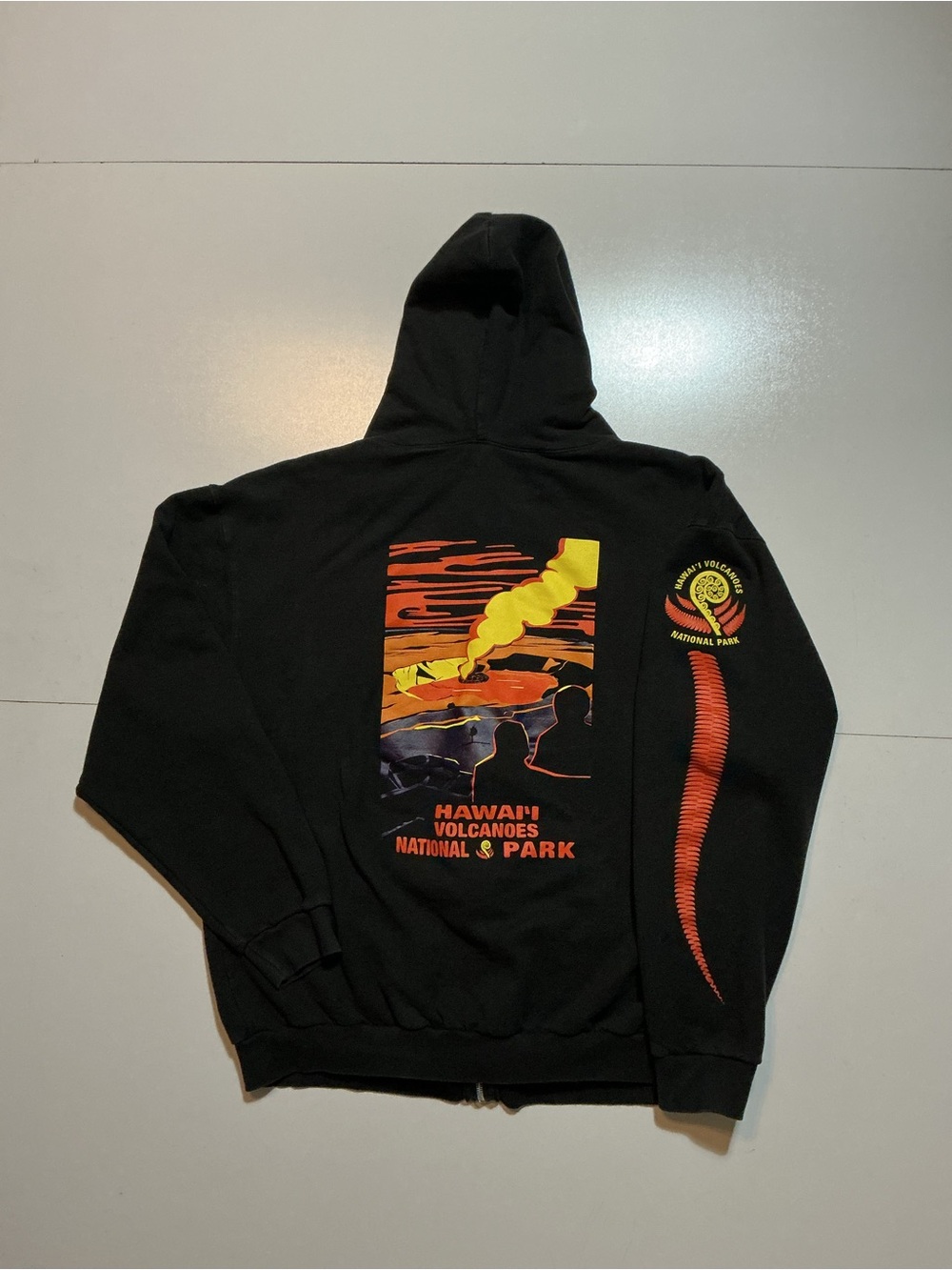 Hawaii Volcanoes National Park Lava Black Fleece Full Zip Souvenir Hoodie
